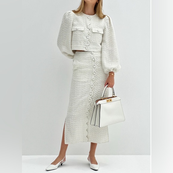 Vita grace Adriana Scallop Button Skirt | Ivory size S - Picture 1 of 12